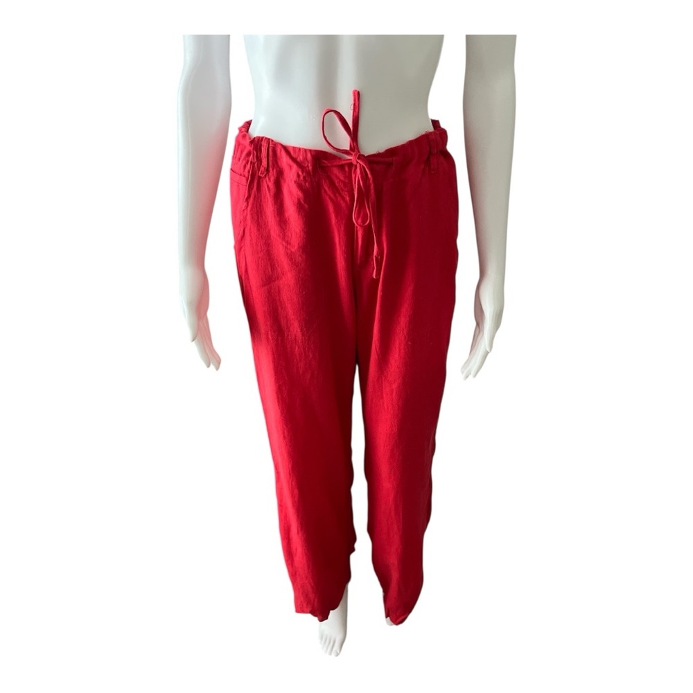 Just Living Red Linen Drawstring Pants Size S